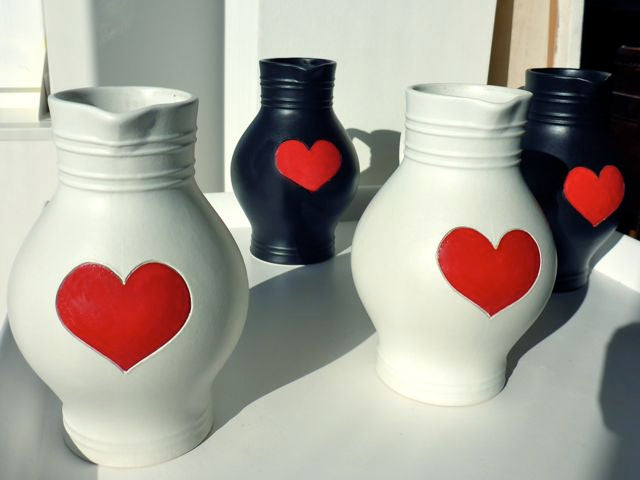 Herz Bembel 1 L – schwarz mit rotem Herz - perfekt für Herzmenschen