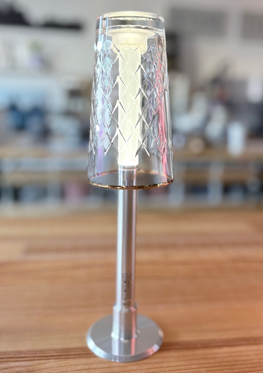 Frankfurter Lampe "Geripptes Glas" Weißlicht