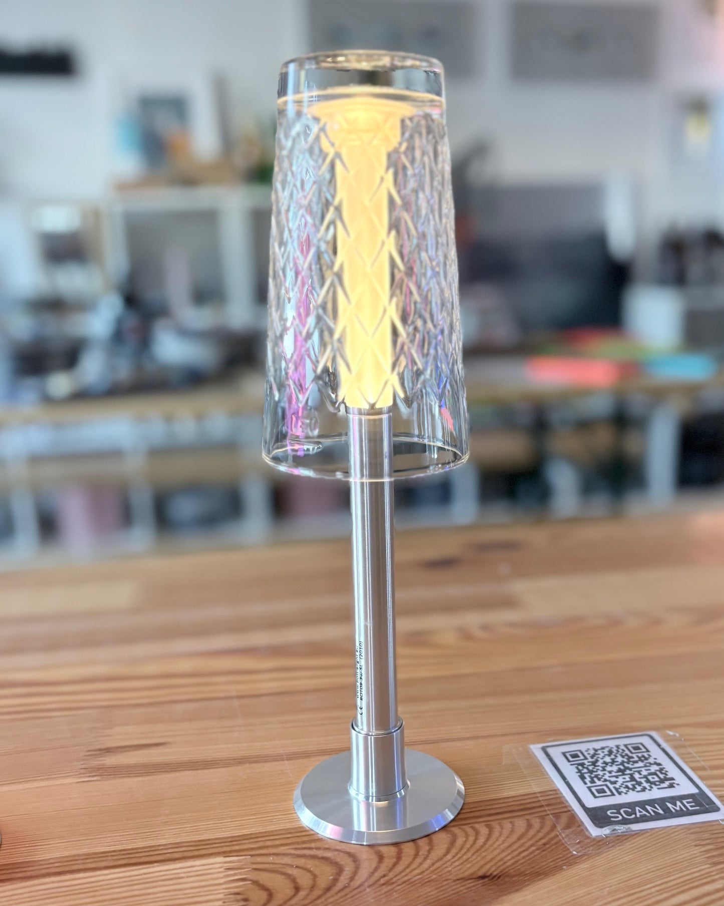 Frankfurter Lampe "Geripptes Glas" Weißlicht