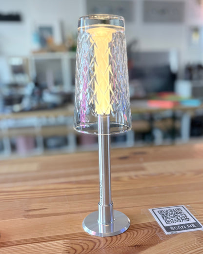 Frankfurter Lampe "Geripptes Glas" Weißlicht