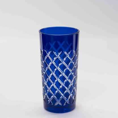 Gerippte Gläser 0,3 L Bleikristall Kobaltblau