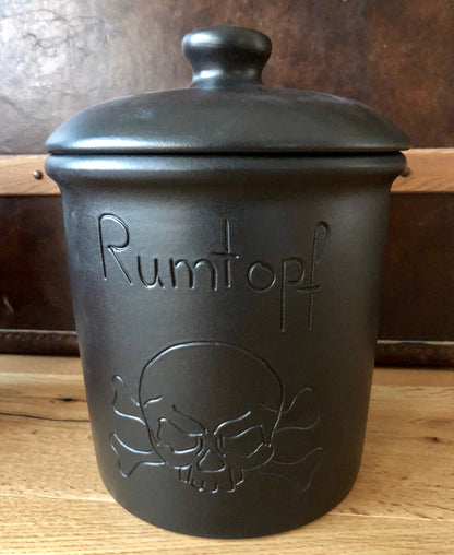 Schwarzer 5 Liter Rumtopf mit Totenkopf