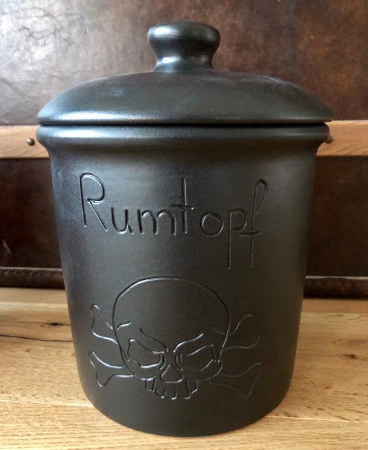 Schwarzer 5 Liter Rumtopf mit Totenkopf