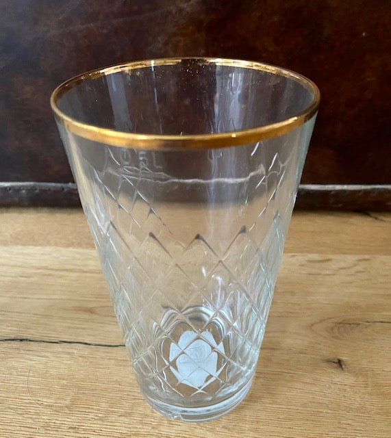 Apfelweinglas 0,5 L Goldrand Geripptes #Goldrand #Geripptes