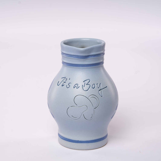 Blauer Bembel 0,5 L – It’s a Boy – mit Schnuller Dekor zur Geburt