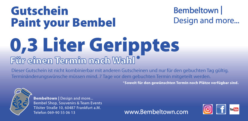 Bembel Party 0,3L Geripptes Gutschein