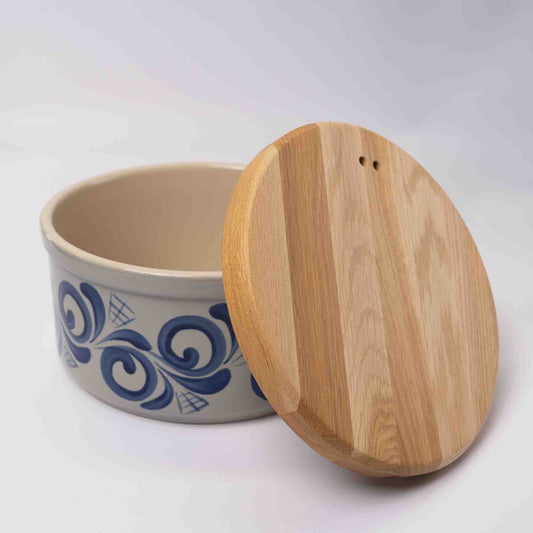 Schwarzer Brottopf mit Holzdeckel (versch. Farben)