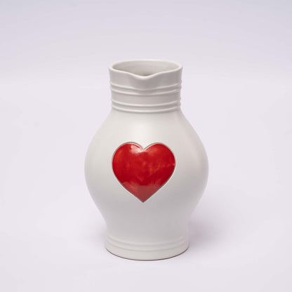 Herz Bembel 1 L – Weiß mit rotem Herz – perfekt für Herzmenschen