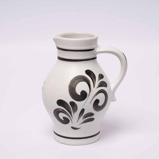 Apfelwein Bembel modern – Weiß-Schwarz mit Dekor