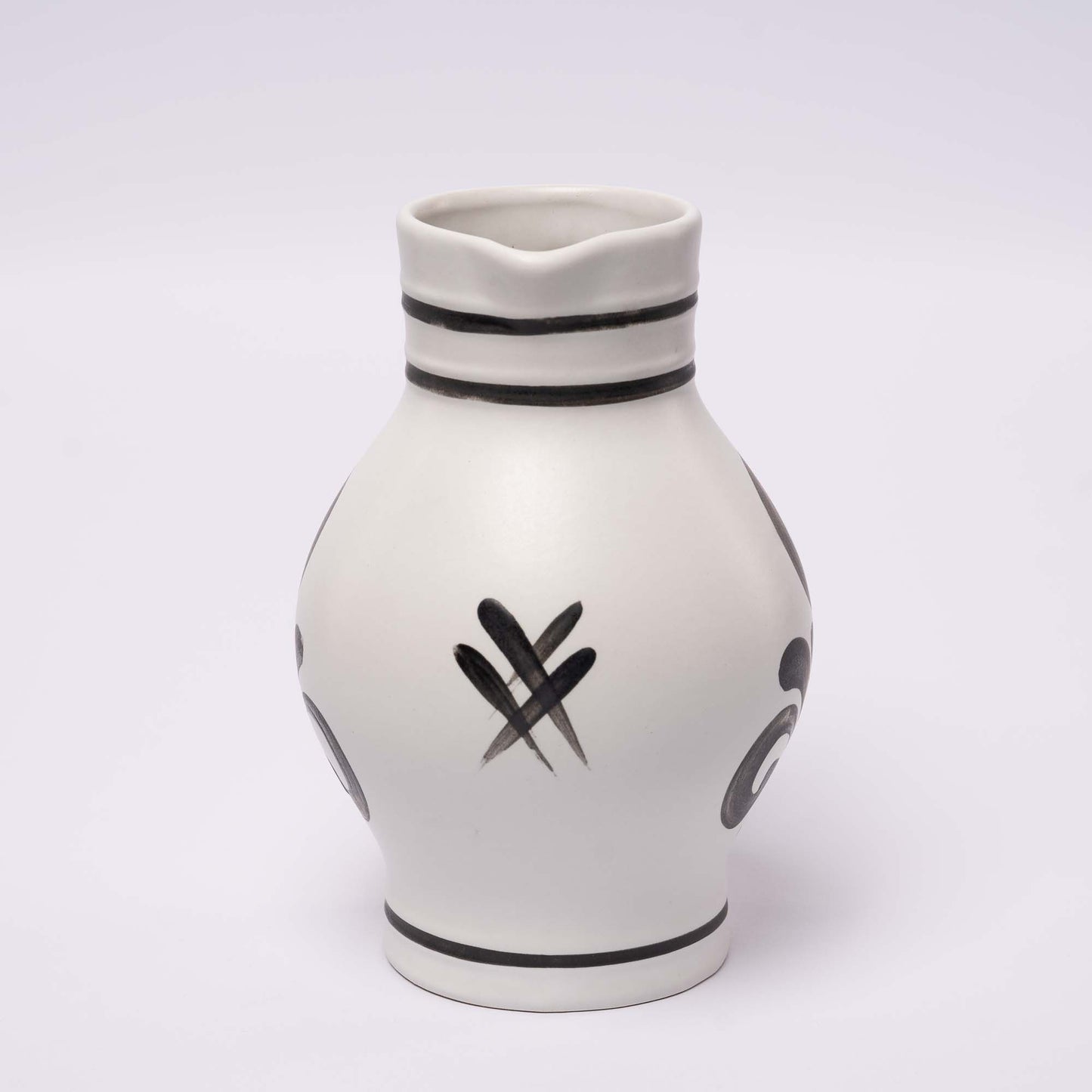 Apfelwein Bembel modern – Weiß-Schwarz mit Dekor