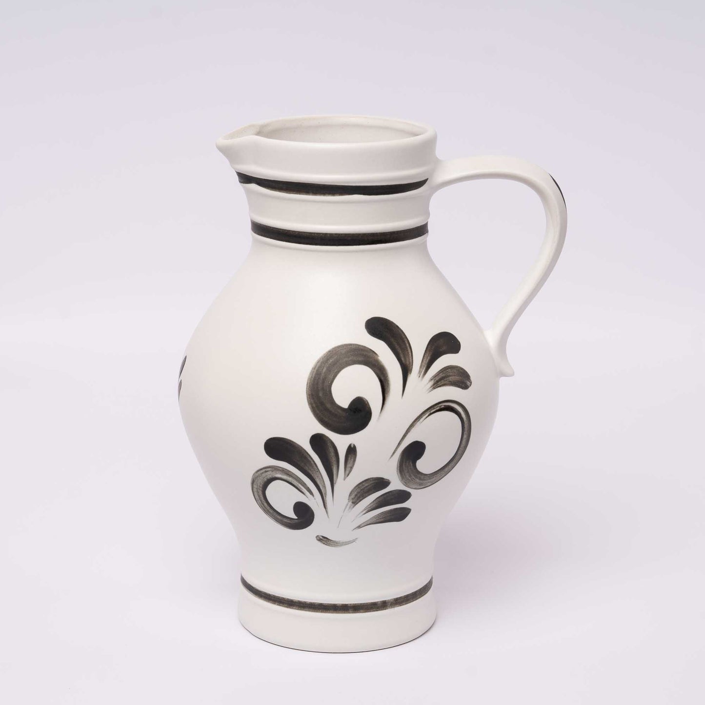 Apfelwein Bembel modern – Weiß-Schwarz mit Dekor